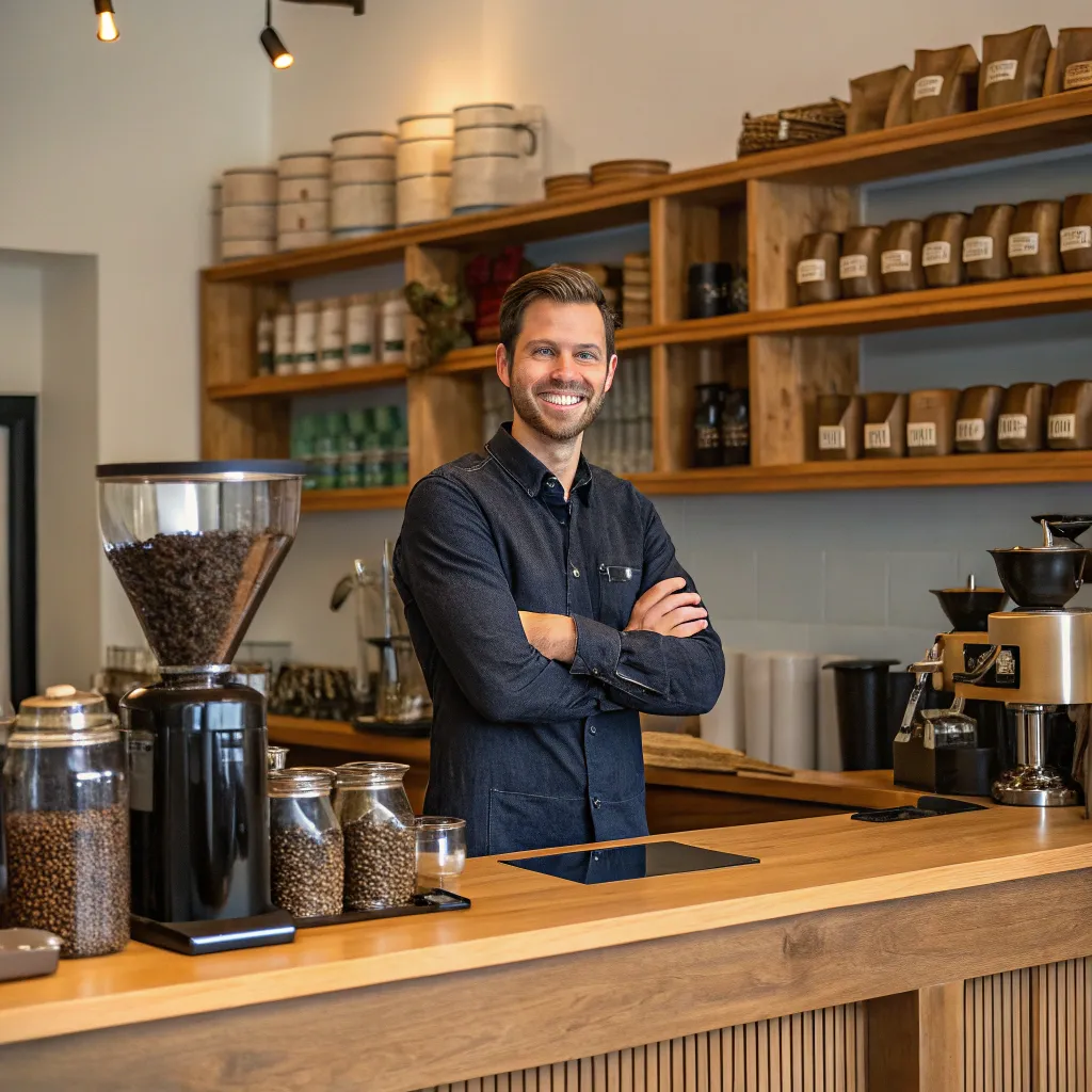 Coffee entrepreneur Daniel O'Neill in his café